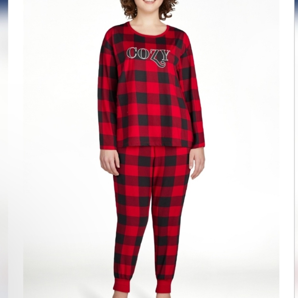 Womens Pajama Set - Red and Black Plaid Size XL